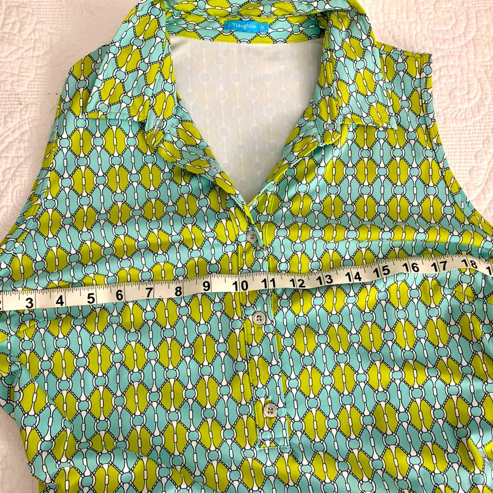 J McLaughlin XL Catalina Cloth aqua/teal,  belted dress with pockets. - Picture 3 of 6